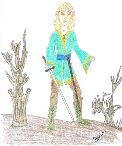 Loric -- Crossing the Groag Swamp, by Ethan, age 11