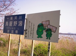Kappa asking visitors to keep Toyano Lagoon free of trash