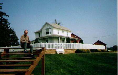 Fred on the bleachers at the Field of Dreams